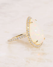 5.16ct Pear White Fire Opal Lynn - PBD Rings
