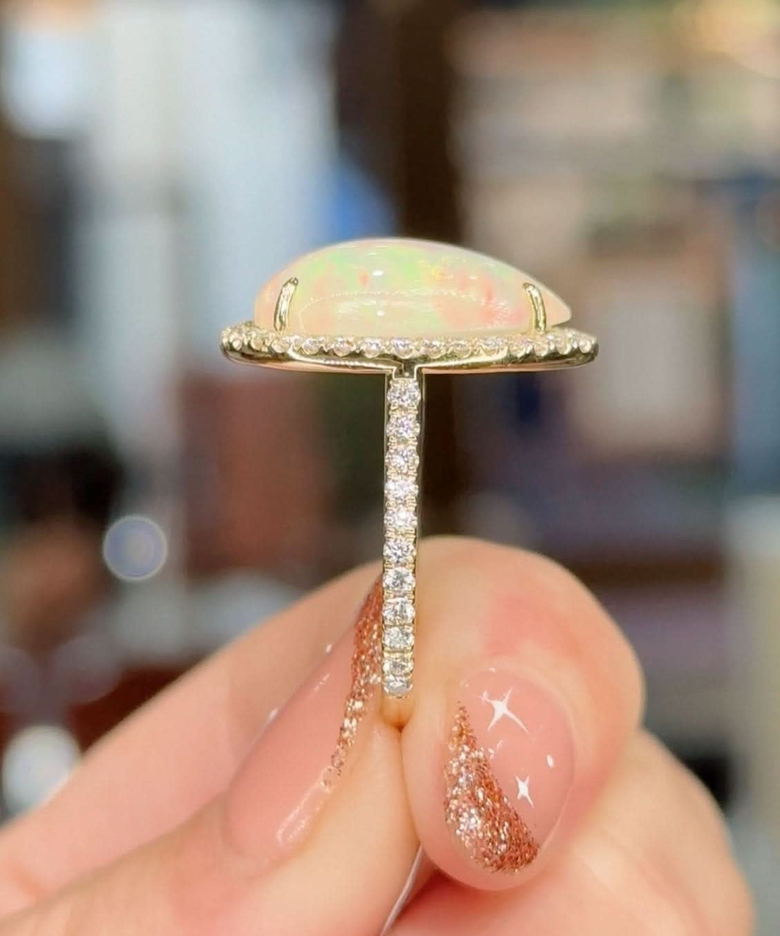 5.16ct Pear White Fire Opal Lynn - PBD Rings