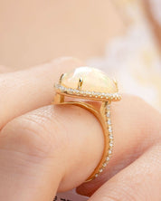 5.16ct Pear White Fire Opal Lynn - PBD Rings