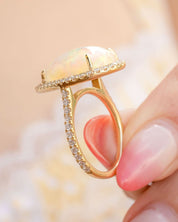 5.16ct Pear White Fire Opal Lynn - PBD Rings