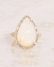 5.16ct Pear White Fire Opal Lynn - PBD Rings