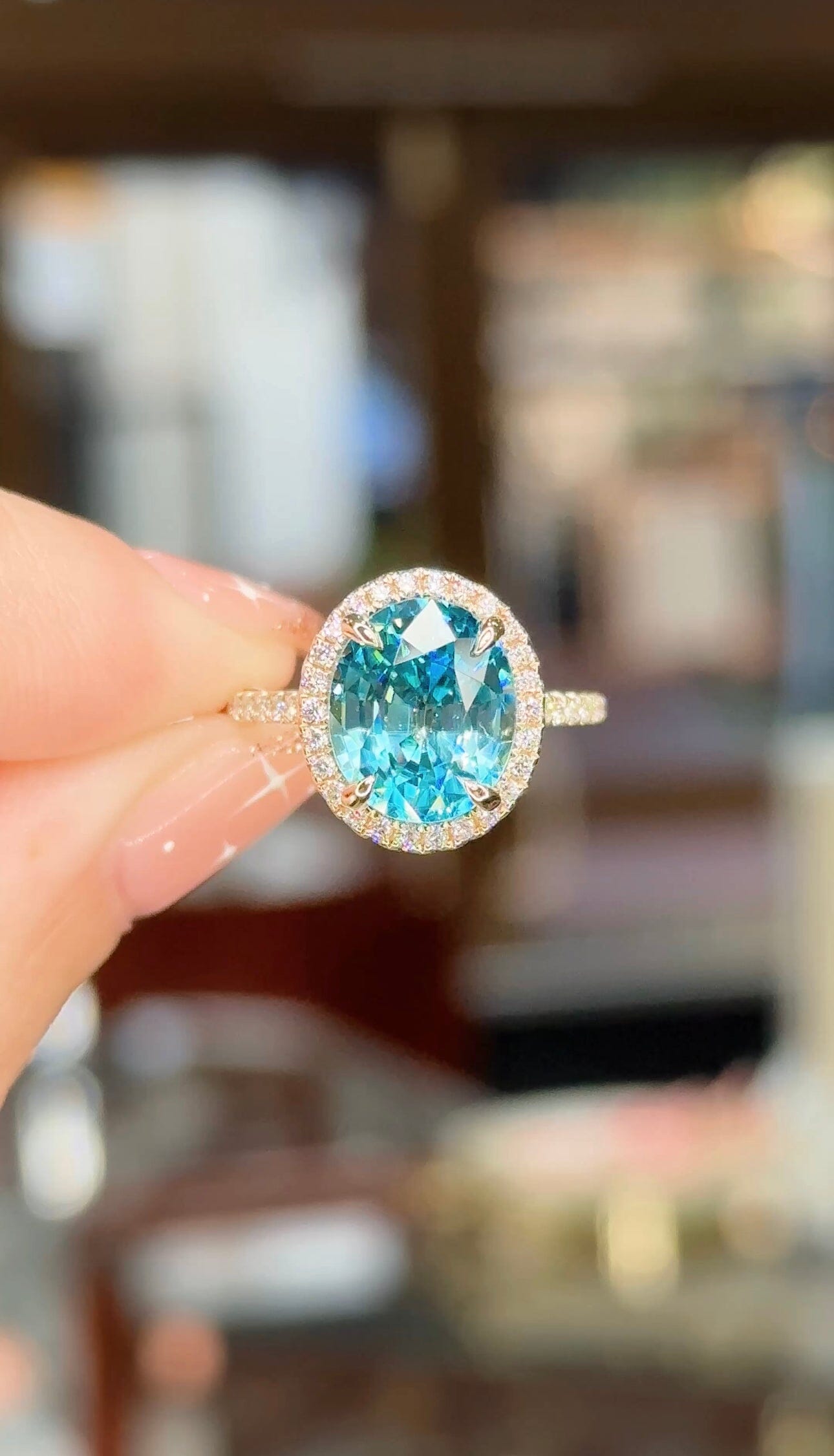 6.13ct Blue Zircon Kelly Engagement Rings Princess Bride Diamonds 