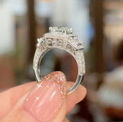 6.5mm (1.50ct DEW) Asscher Moissanite Guinevere Engagement Rings Princess Bride Diamonds 