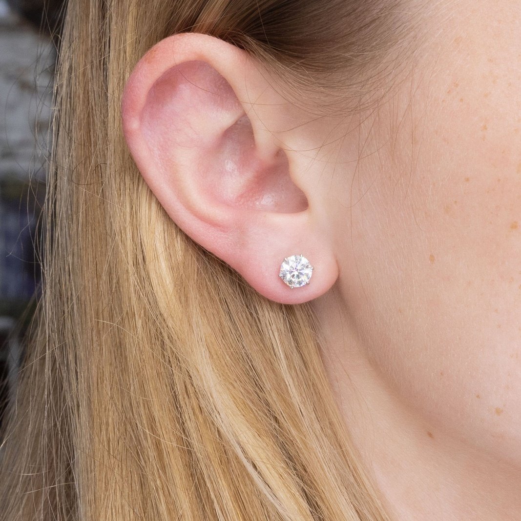 6mm Round Moissanite Studs Earrings Princess Bride Diamonds 