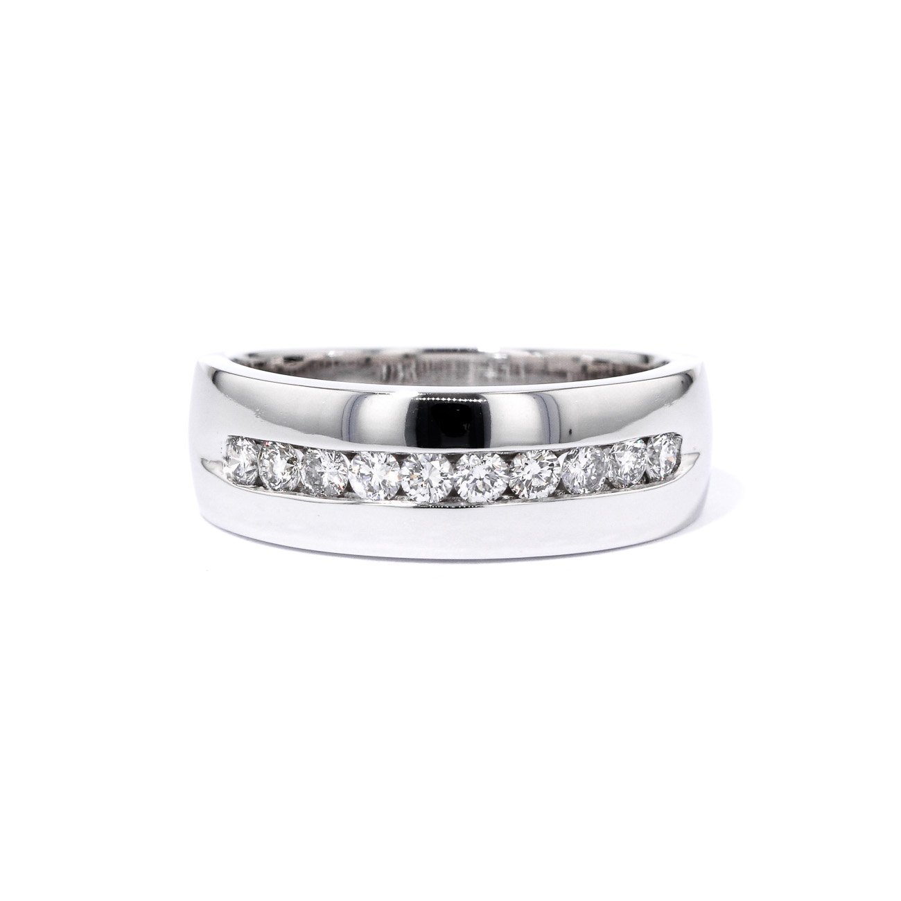 7.5mm White Gold Channel Diamond Band 10