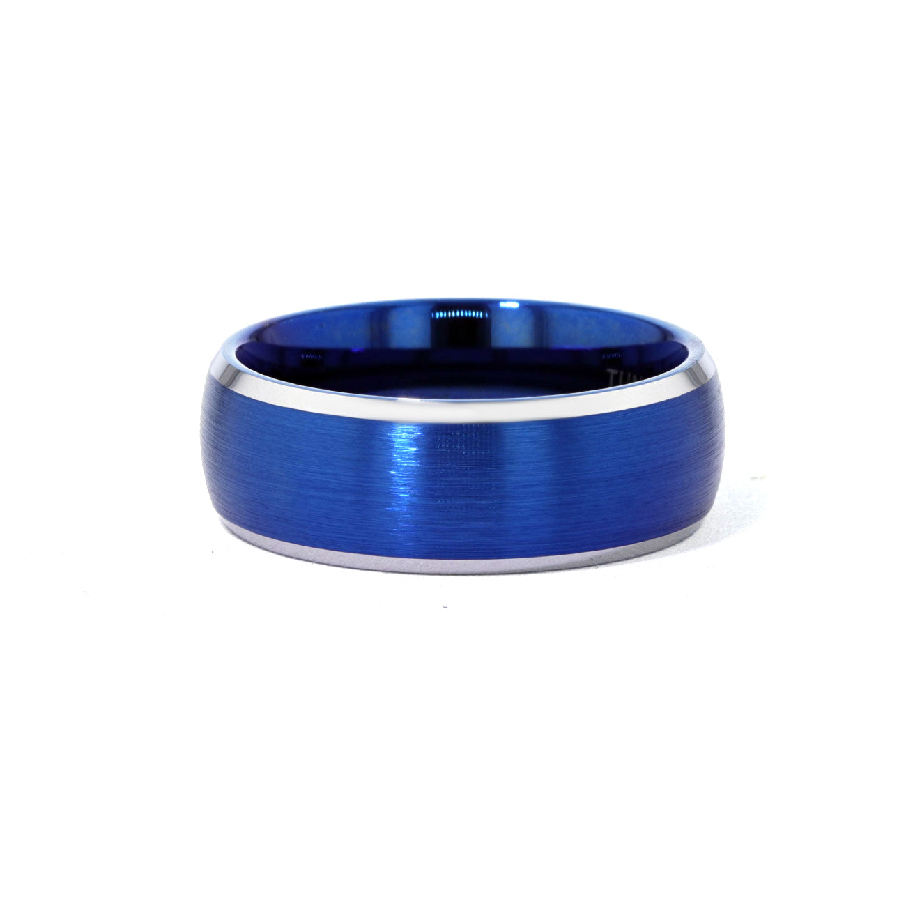 8.0mm Satin and Bevel Edge Blue and Gray Tungsten Ring Rings Princess Bride Diamonds 