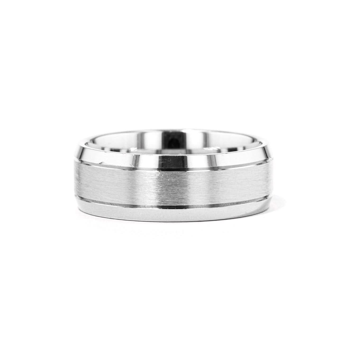 8.0mm Satin Finish Bevel Edge Gold Ring - PBD Rings