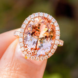 9.43ct Oval Peach Pink Morganite Ring with Filigree Engagement Rings Princess Bride Diamonds 