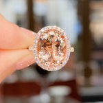 9.43ct Oval Peach Pink Morganite Ring with Filigree Engagement Rings Princess Bride Diamonds 