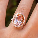 9.43ct Oval Peach Pink Morganite Ring with Filigree Engagement Rings Princess Bride Diamonds 