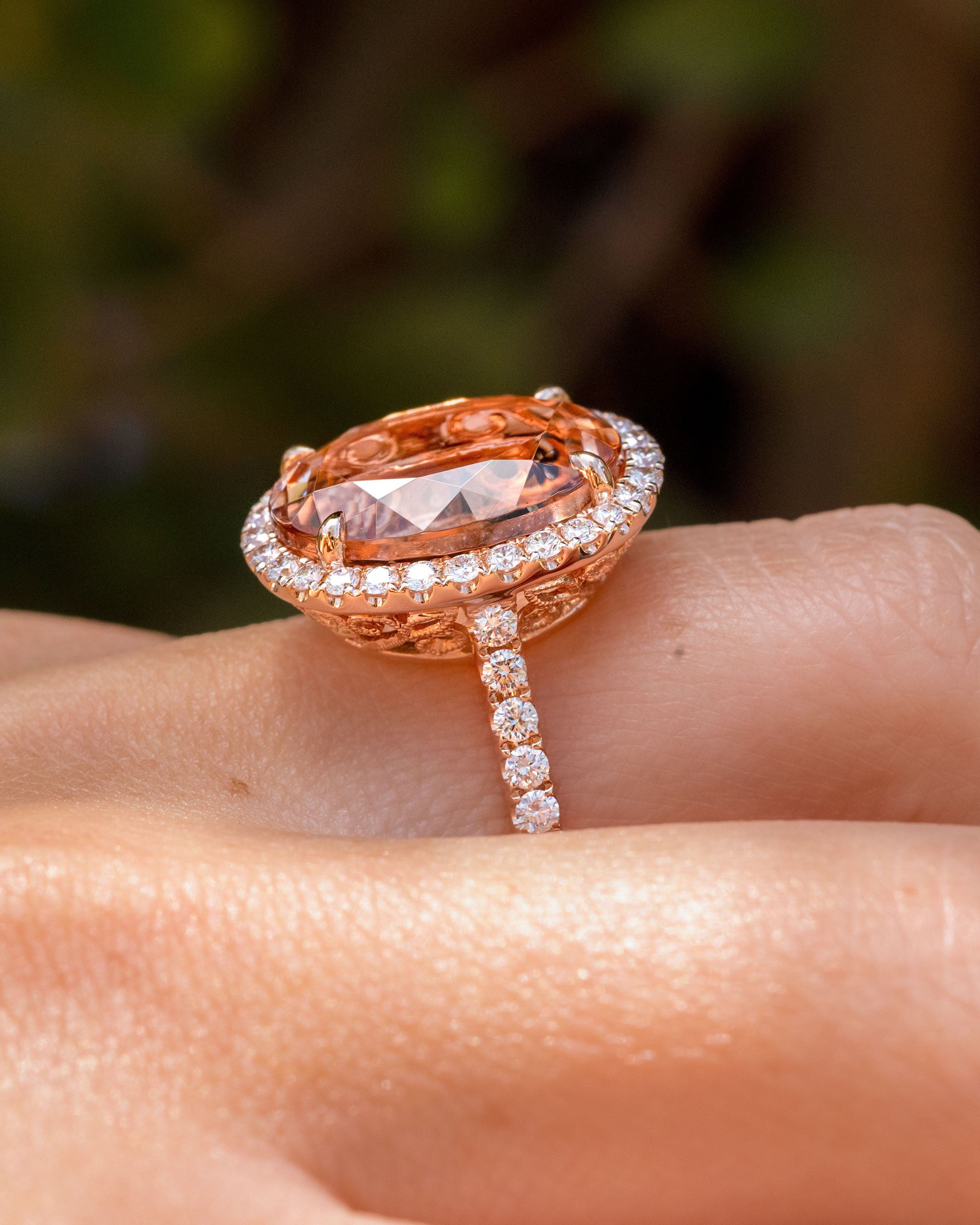 Oval Morganite Engagement Ring Set Rose Gold Pink Morganite Wedding Ring  Set Vintage Morganite Ring Dainty Ring Moissanite Bridal Set 2pcs - Etsy