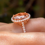 9.43ct Oval Peach Pink Morganite Ring with Filigree Engagement Rings Princess Bride Diamonds 