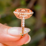 9.43ct Oval Peach Pink Morganite Ring with Filigree Engagement Rings Princess Bride Diamonds 