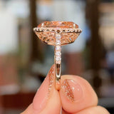 9.43ct Oval Peach Pink Morganite Ring with Filigree Engagement Rings Princess Bride Diamonds 
