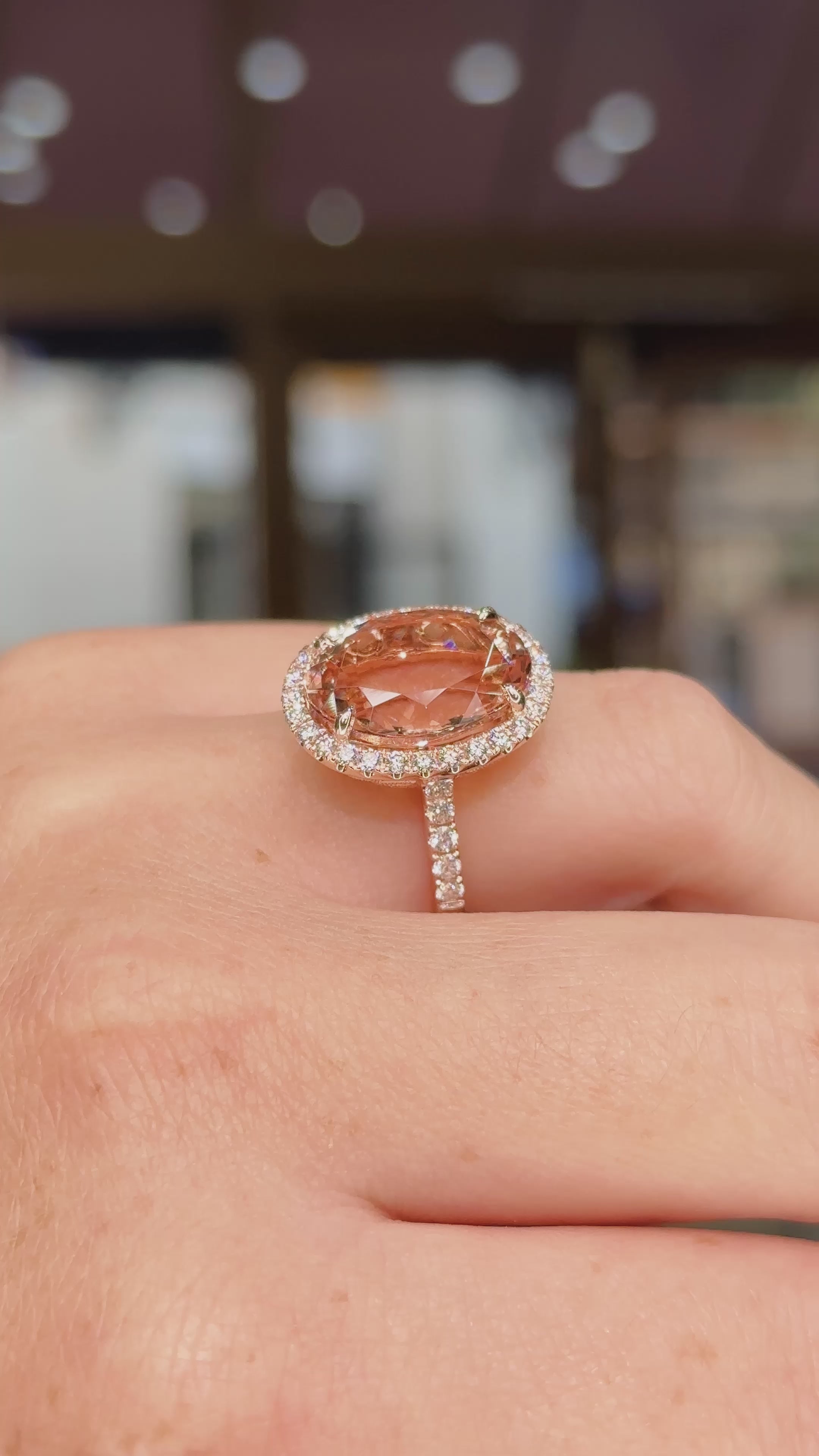 Peach diamond engagement ring Clearance