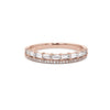 Baguette and Pavé Diamond Ring Ring Princess Bride Diamonds 3 14K Rose Gold 