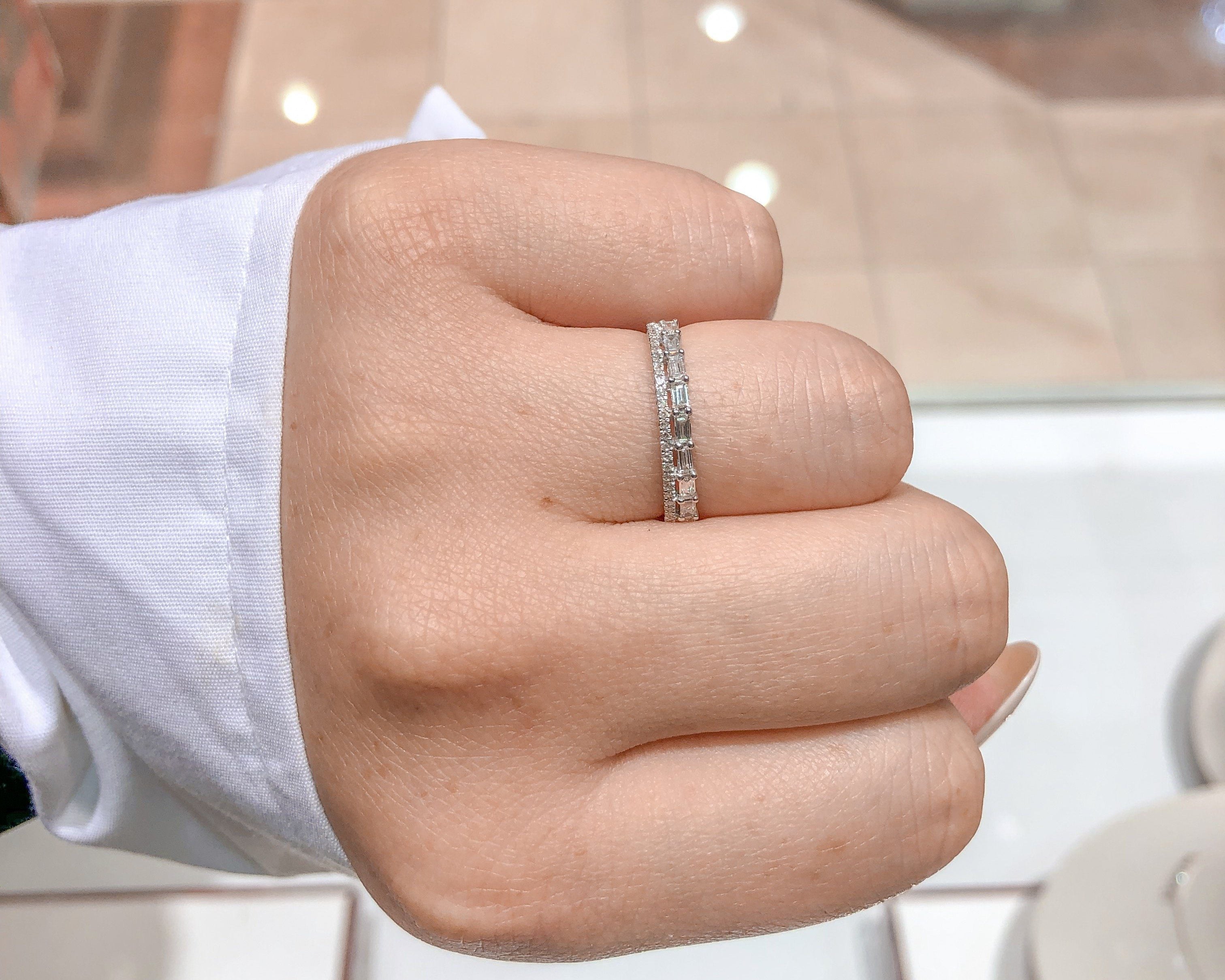 Baguette and Pavé Diamond Ring Ring Princess Bride Diamonds 