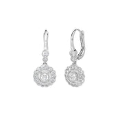 Claire Round Vintage Drop Earrings Fine Jewelry Earrings Princess Bride Diamonds 14K White Gold 