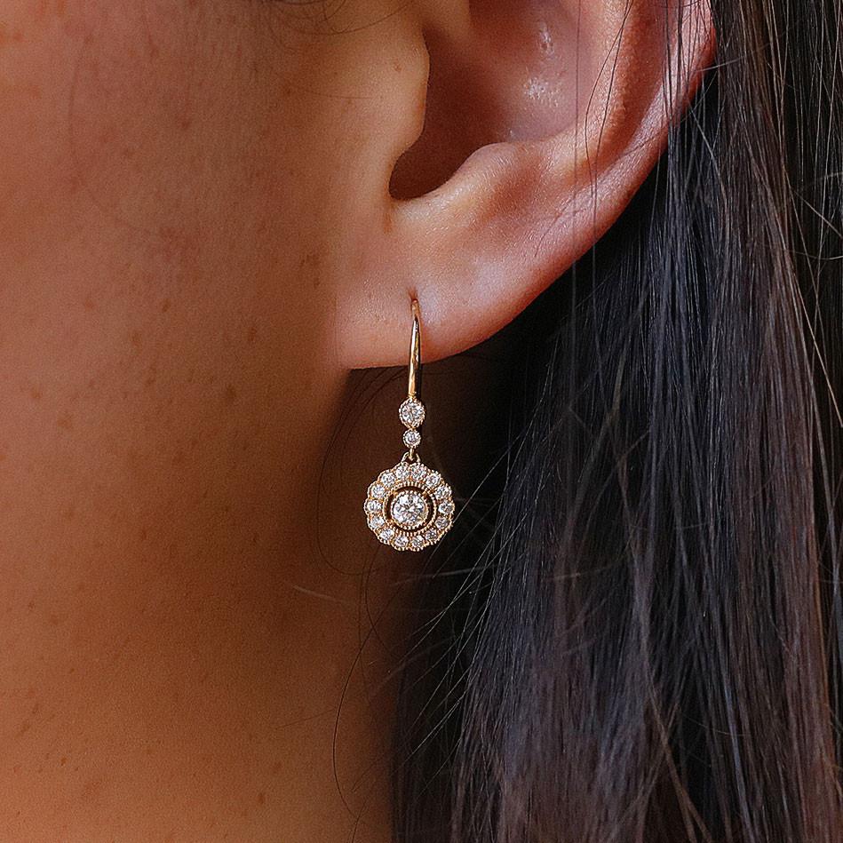 Claire Round Vintage Drop Earrings Fine Jewelry Earrings Princess Bride Diamonds 