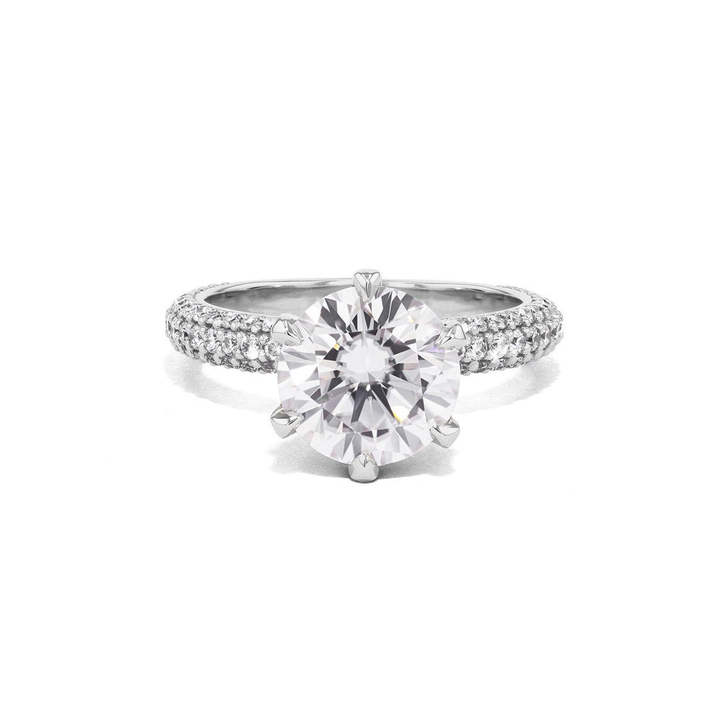 Crystal Round Engagement Rings Princess Bride Diamonds 4.5 14K White Gold 