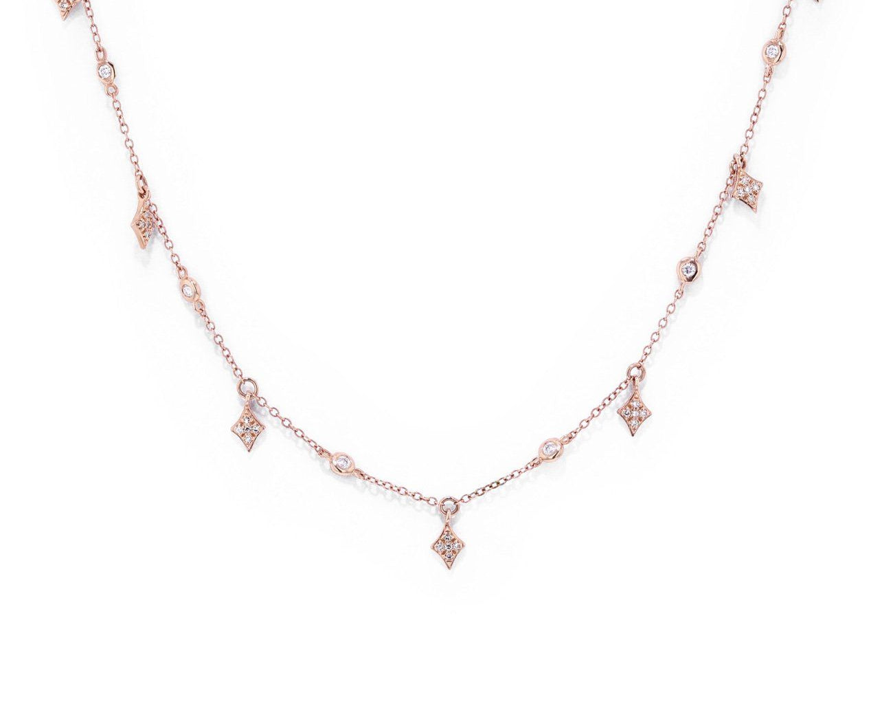 Diamond Drops Necklace Necklaces Princess Bride Diamonds 14K Rose Gold 