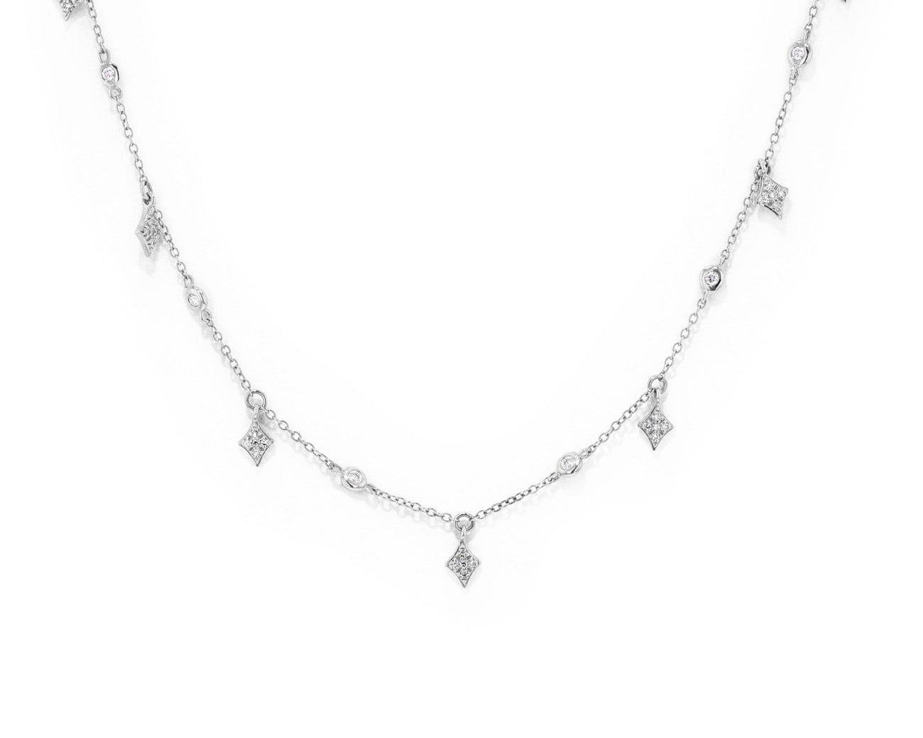 Diamond Drops Necklace Necklaces Princess Bride Diamonds 14K White Gold 