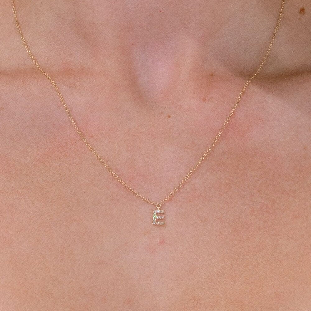 Diamond Initial "E" Necklace 14k Yellow Gold Necklaces Princess Bride Diamonds 