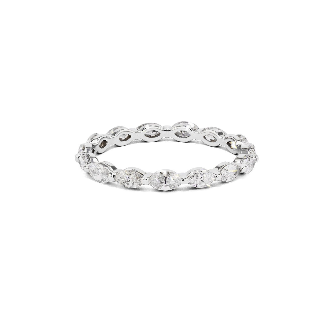 2.00 Ct Natural Marquise And Round Diamond Full Eternity Ring In 18k White  Gold For Her