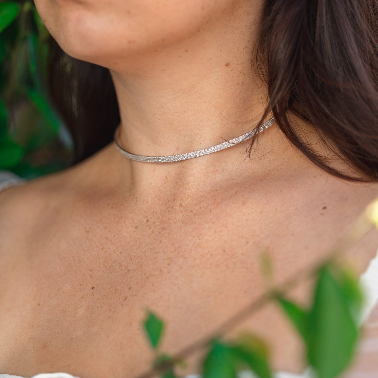 Four Row Diamonds Pavé Choker Necklaces Princess Bride Diamonds 