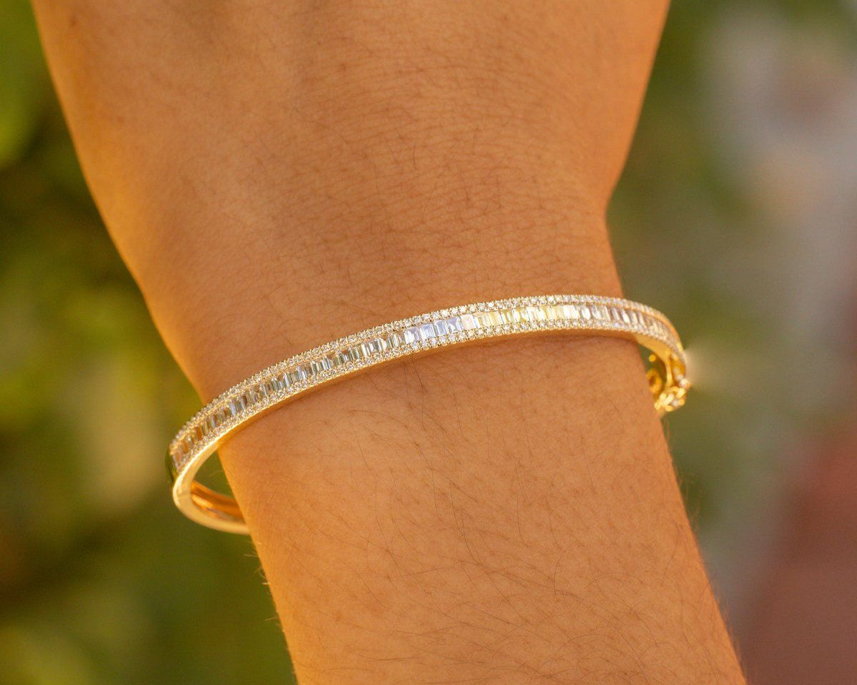 Hollywood Diamond Bangle Yellow Gold Bracelets Princess Bride Diamonds 