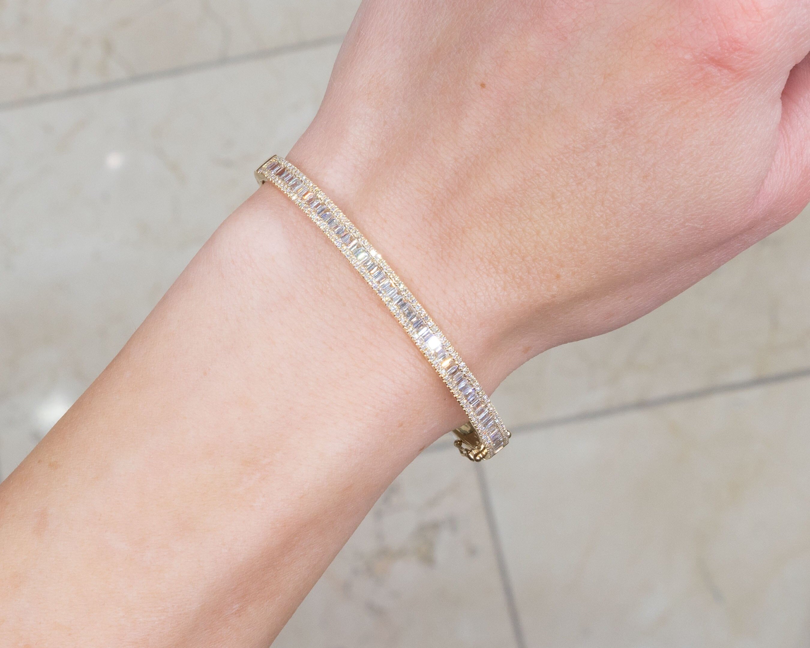 Hollywood Diamond Bangle Yellow Gold Bracelets Princess Bride Diamonds 