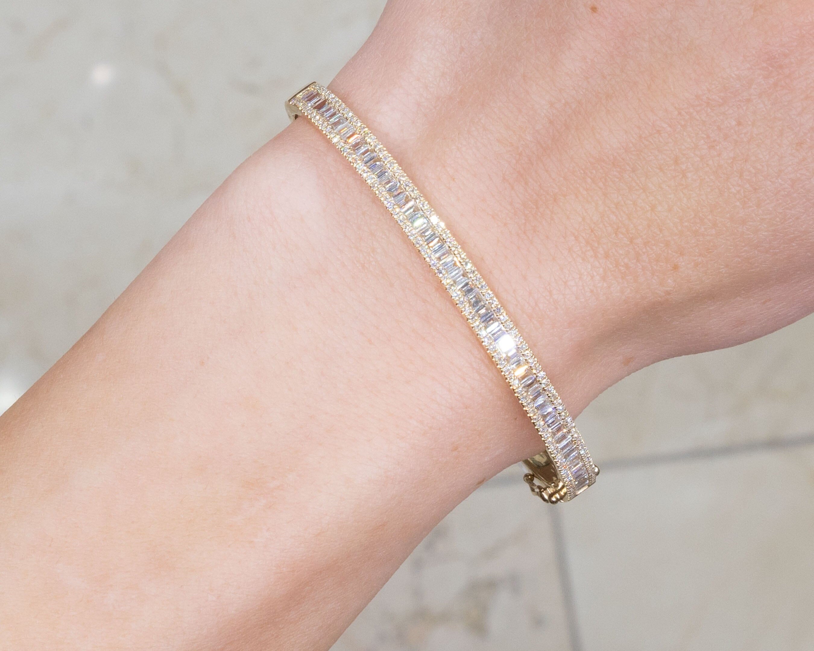 Hollywood Diamond Bangle Yellow Gold Bracelets Princess Bride Diamonds 