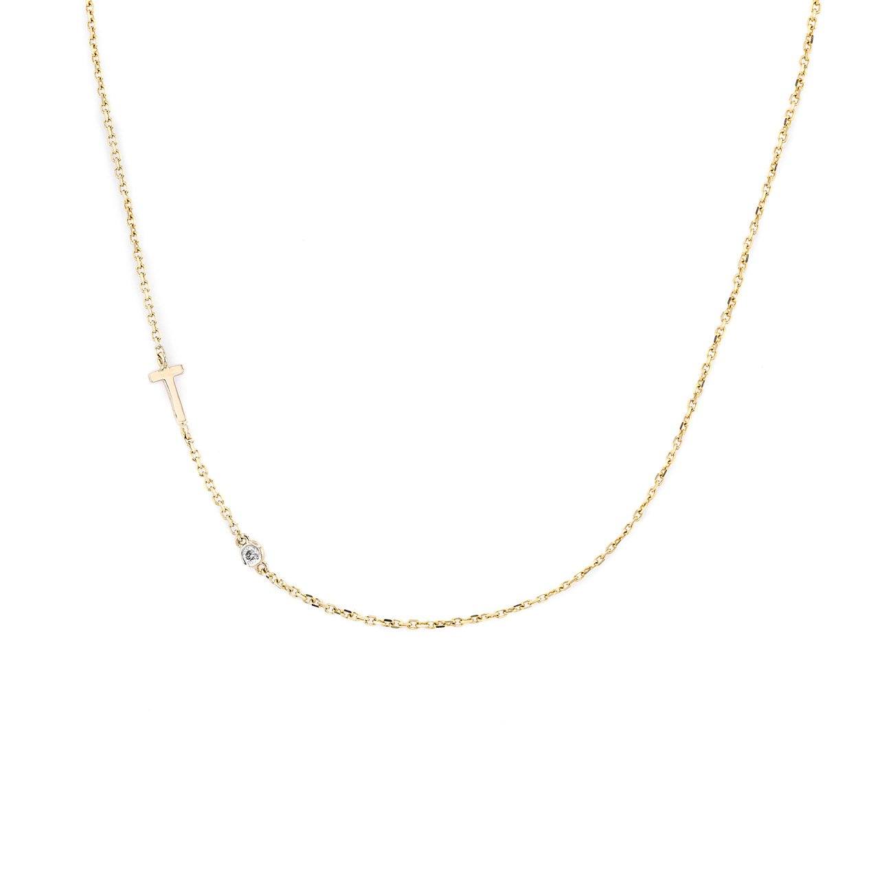 Initial And Diamond Necklace Necklaces Princess Bride Diamonds 14K Yellow Gold A 