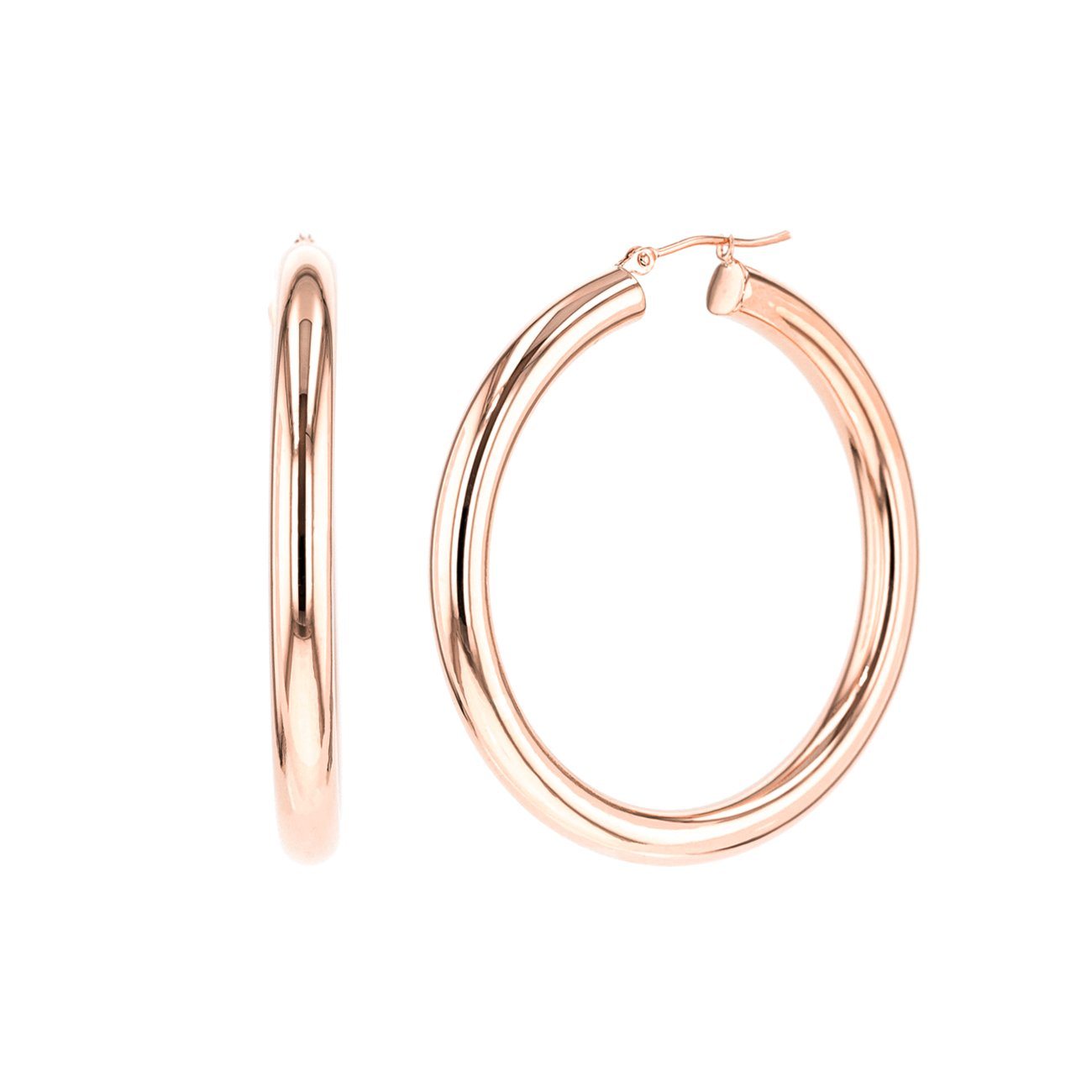 Large 14k Gold Hoops Fine Jewelry Earrings Princess Bride Diamonds 14K Rose Gold 