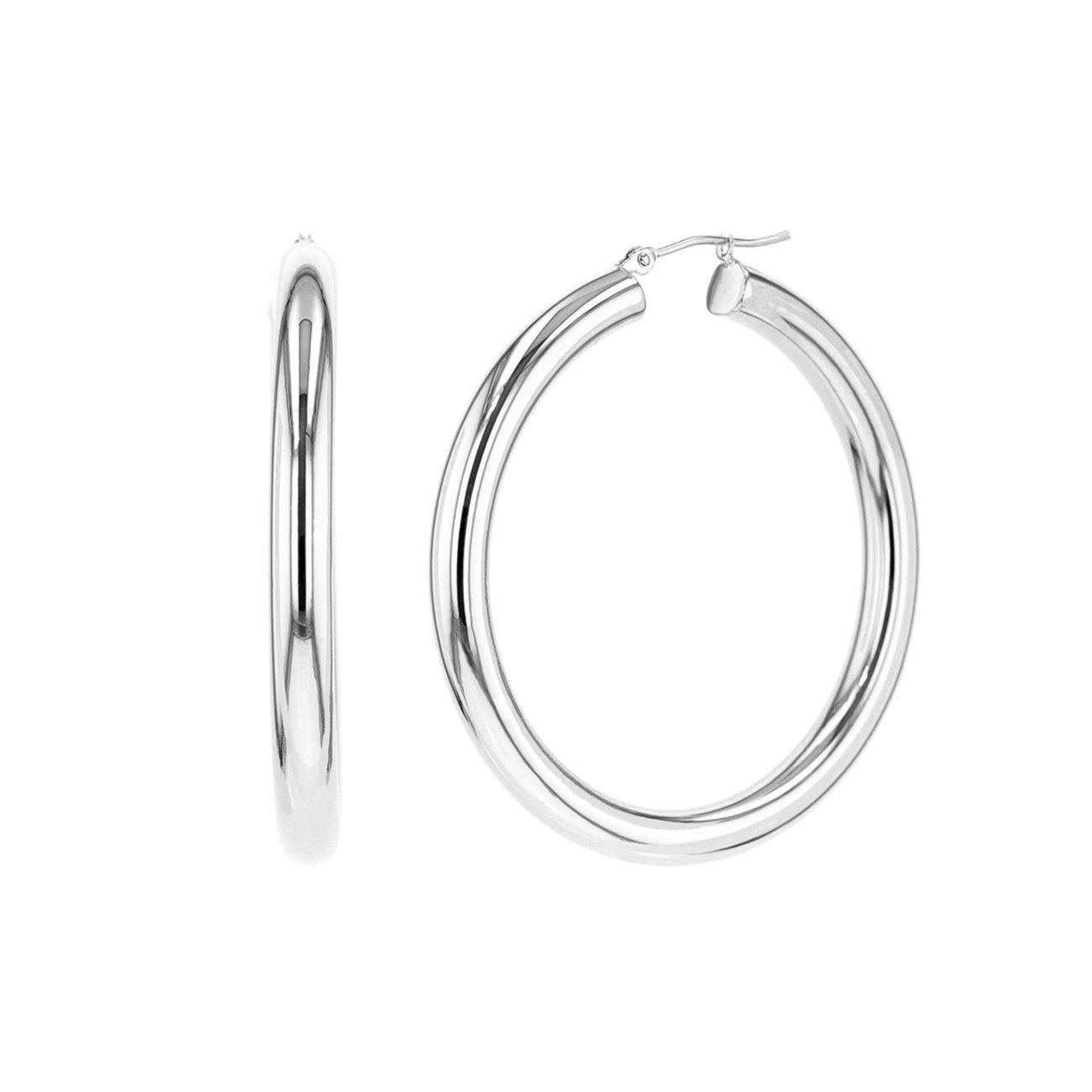 Large 14k Gold Hoops Fine Jewelry Earrings Princess Bride Diamonds 14K White Gold 