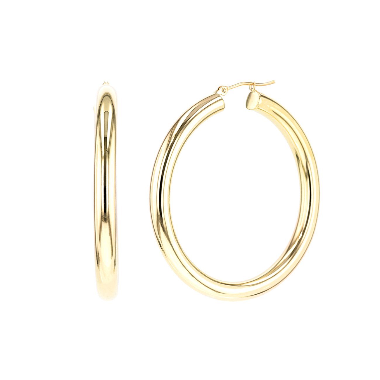 Large 14k Gold Hoops Fine Jewelry Earrings Princess Bride Diamonds 14K Yellow Gold 