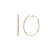 Large Pavé Diamond Hoops Fine Jewelry Earrings Princess Bride Diamonds 14K Yellow Gold 