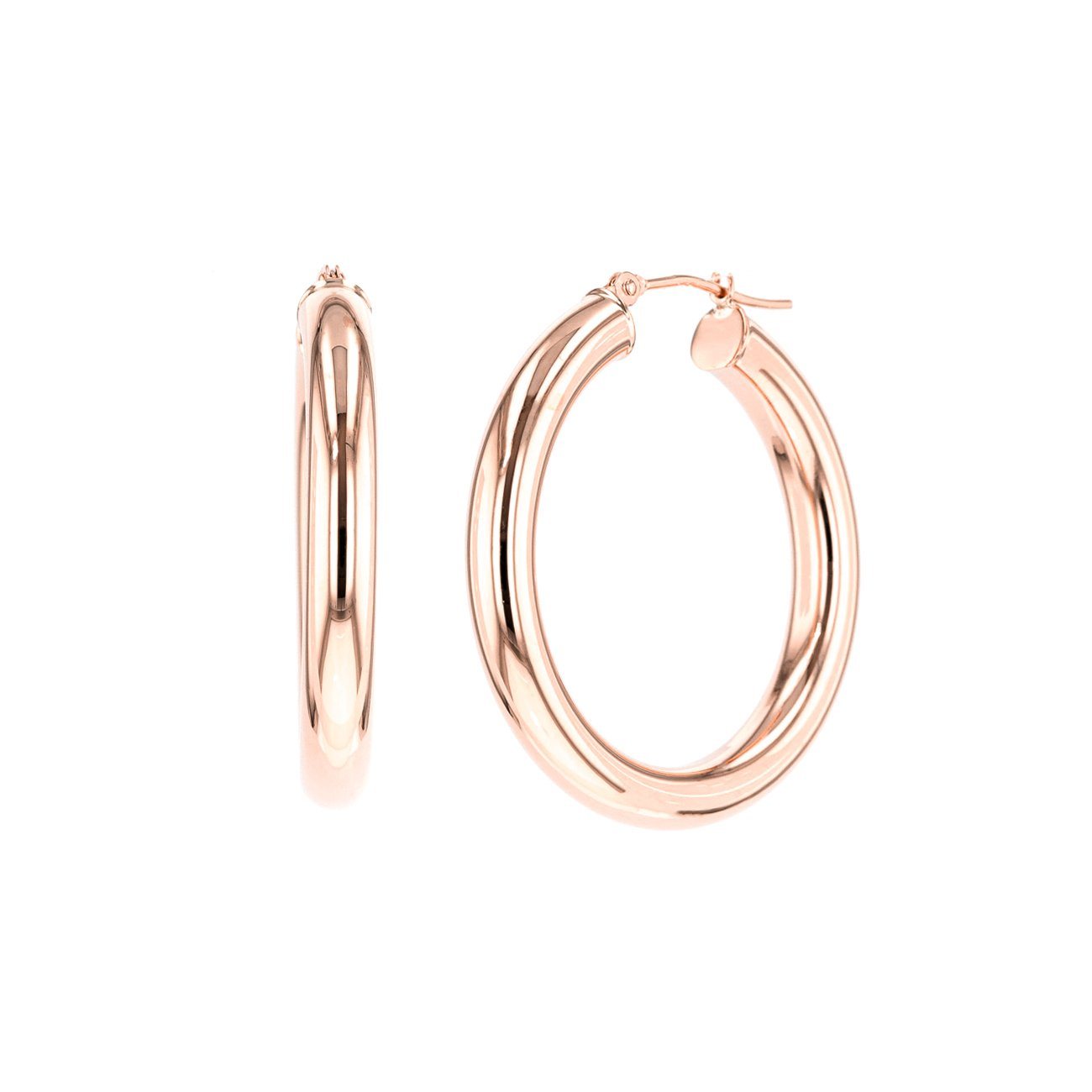 Medium 14k Gold Hoops Fine Jewelry Earrings Princess Bride Diamonds 14K Rose Gold 