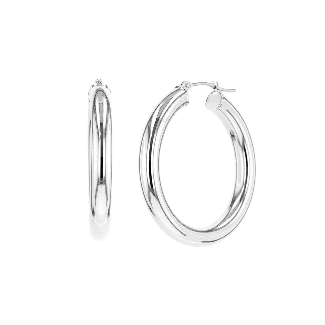 Medium 14k Gold Hoops Fine Jewelry Earrings Princess Bride Diamonds 14K White Gold 