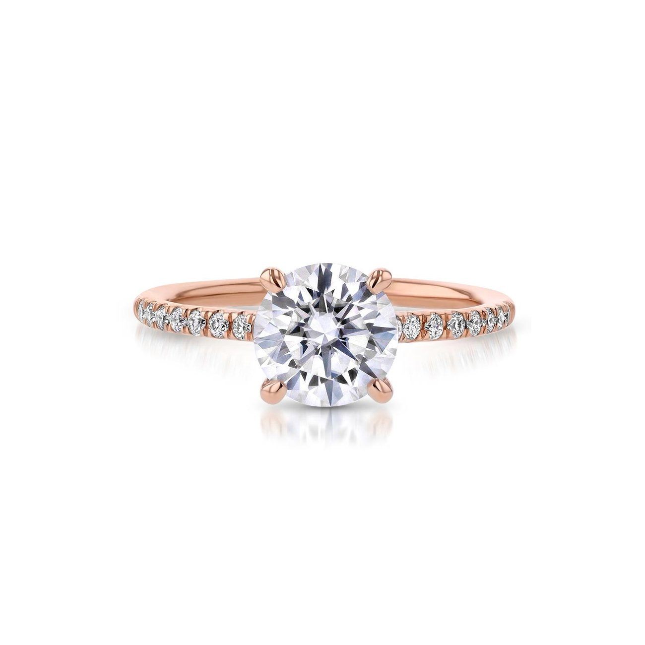 Nicole Round Engagement Rings Princess Bride Diamonds 3 14K Rose Gold 