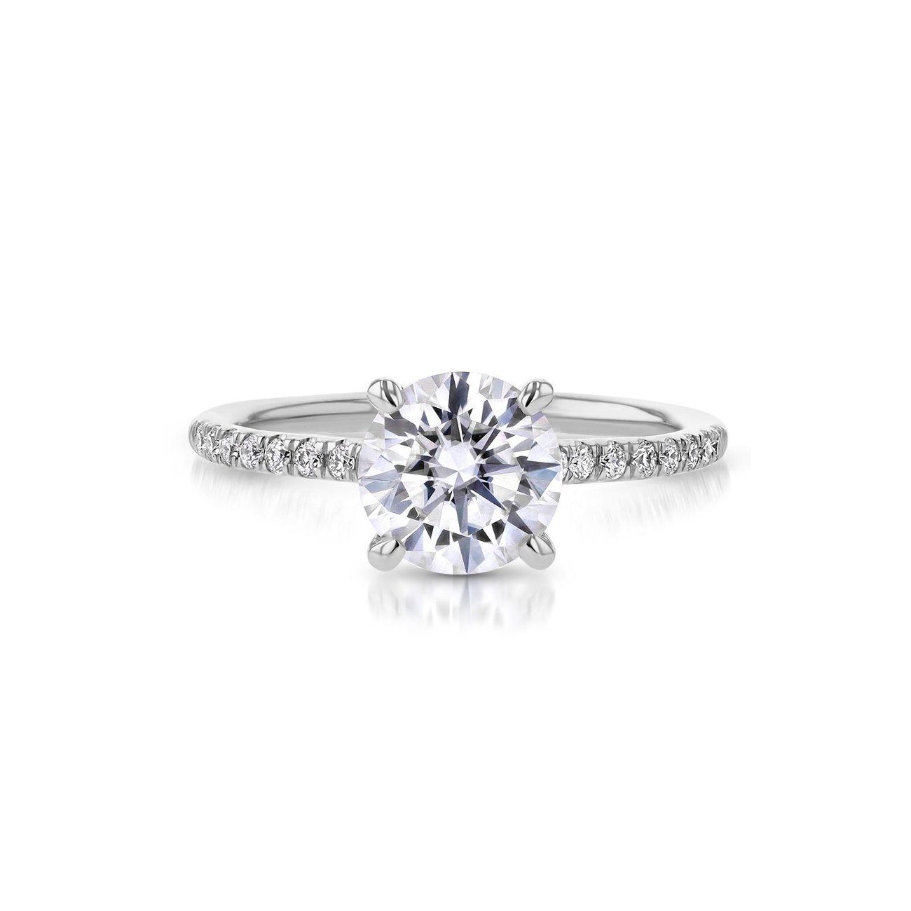 Nicole Round Engagement Rings Princess Bride Diamonds 3 14K White Gold 