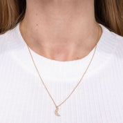 Pavé Diamond Moon Necklace Rose Gold - PBD Necklaces