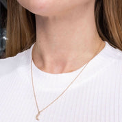 Pavé Diamond Moon Necklace Rose Gold - PBD Necklaces