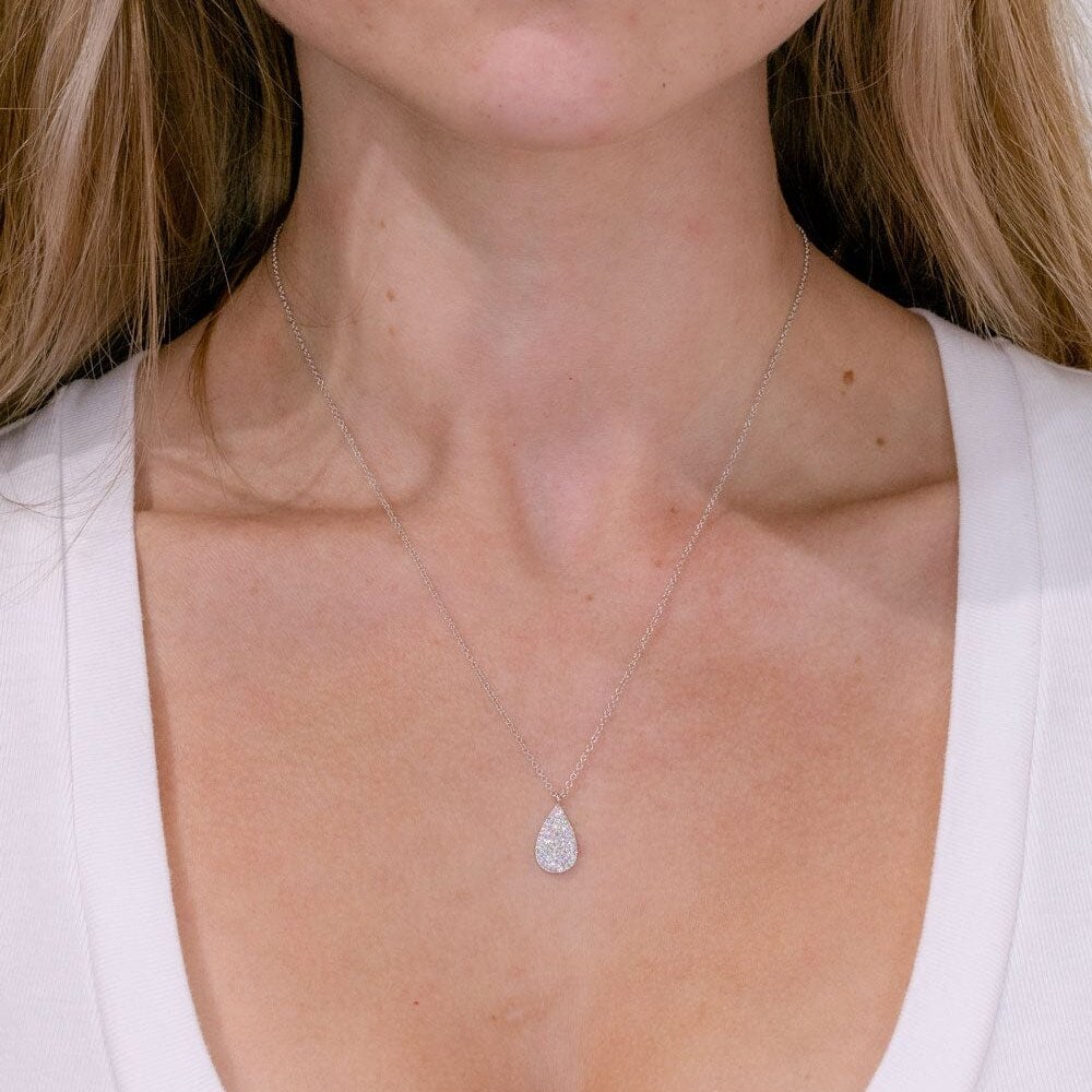 Pavé Diamond Pear Shape Necklace 14k White Gold Necklaces Princess Bride Diamonds 