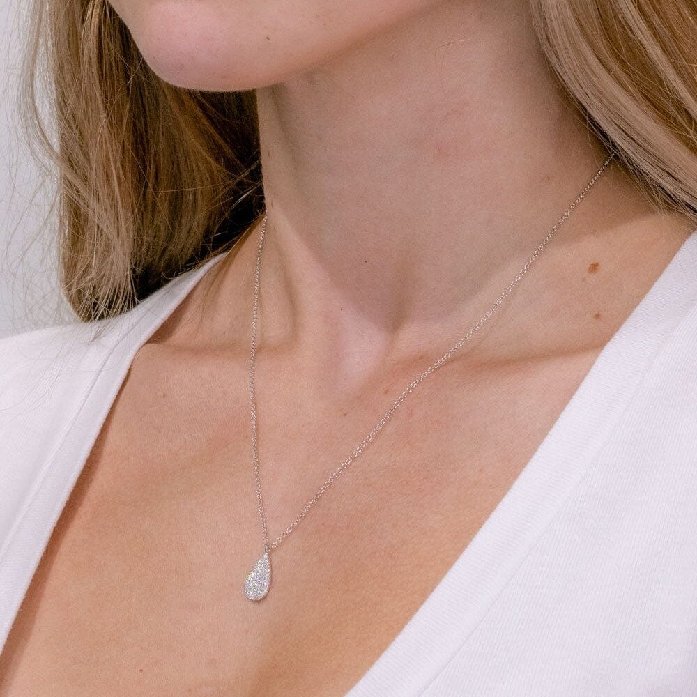 Pavé Diamond Pear Shape Necklace 14k White Gold Necklaces Princess Bride Diamonds 