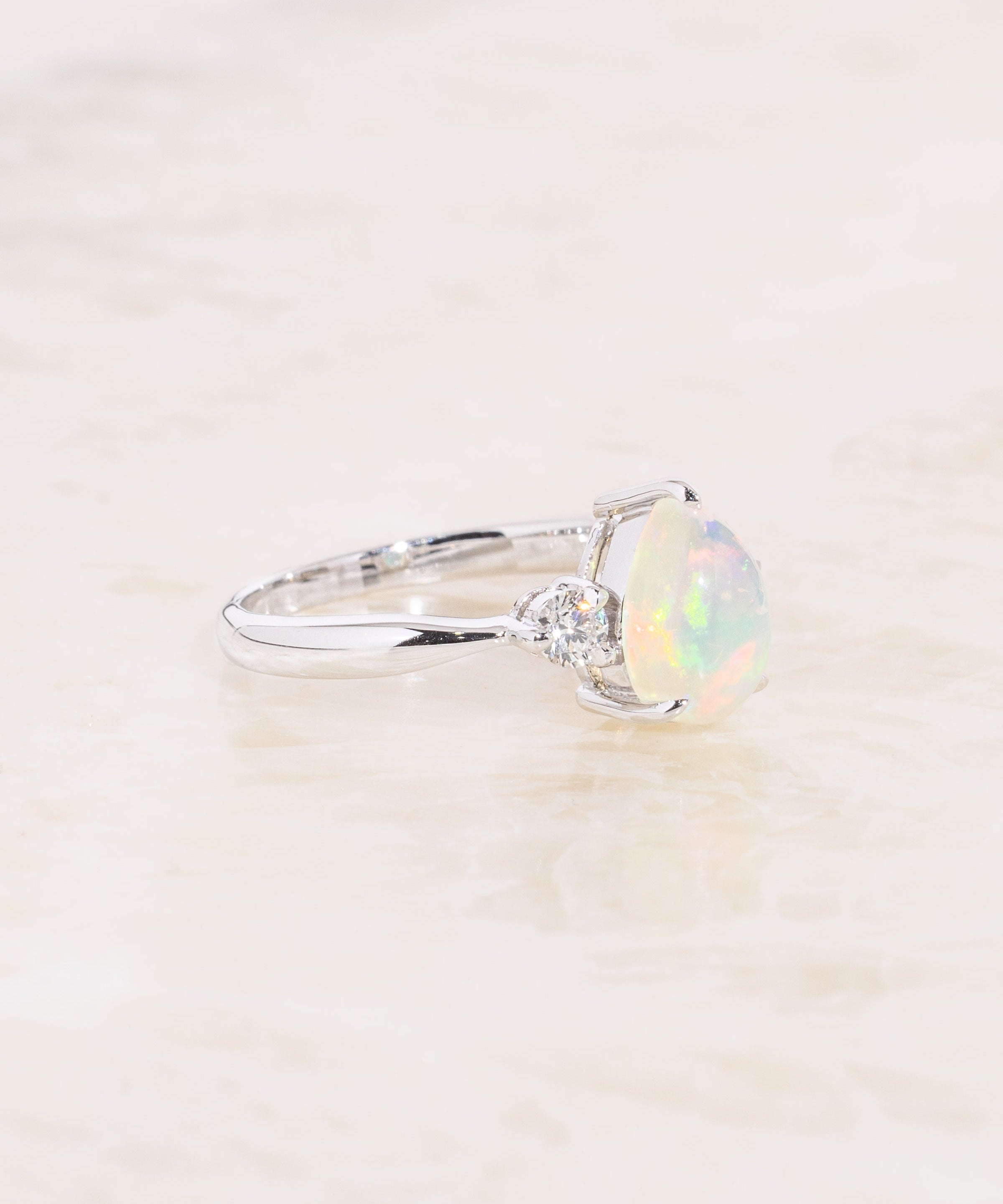 Pear Opal Three-Stone Ring Rings Princess Bride Diamonds 