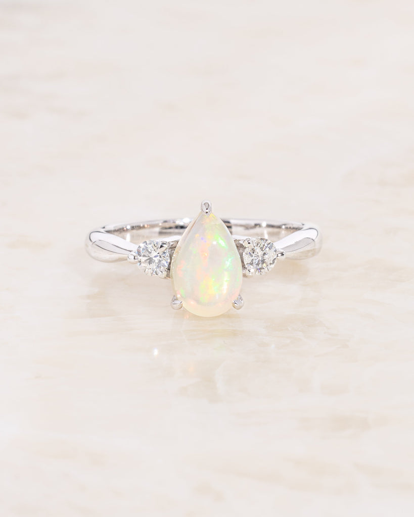 Pear Opal Three-Stone Ring Rings Princess Bride Diamonds 