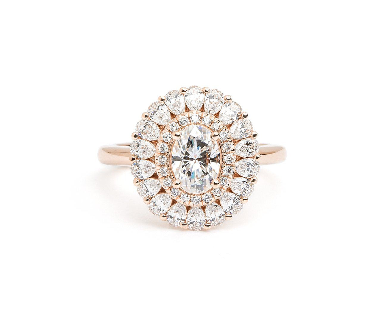 Peony Oval Engagement Rings Princess Bride Diamonds 3 14K Rose Gold 