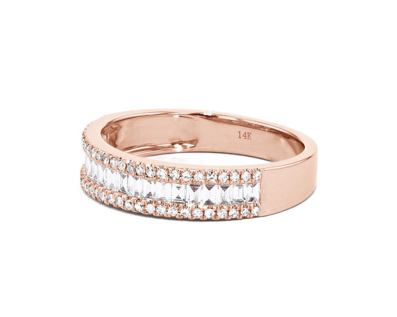 Petite Baguette and Round Diamond Ring Ring Princess Bride Diamonds 