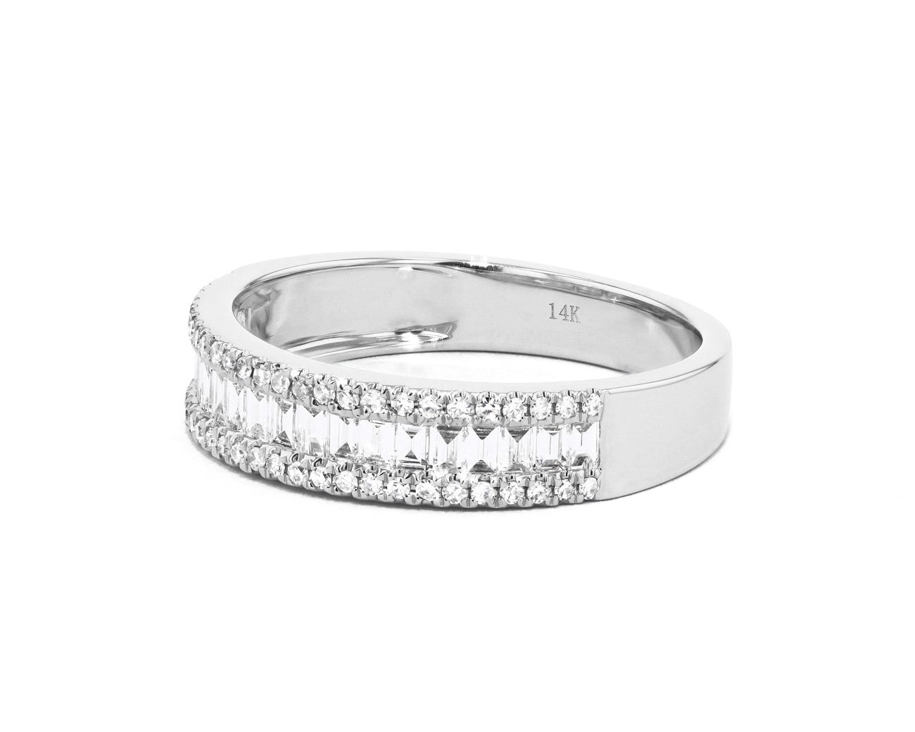 Petite Baguette and Round Diamond Ring Ring Princess Bride Diamonds 